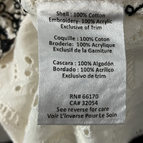 Hemant‎ Nandita Dress Womens Sz S Ivory Aditya Embroidered Eyelet Tunic Tassel - Picture 8 of 10